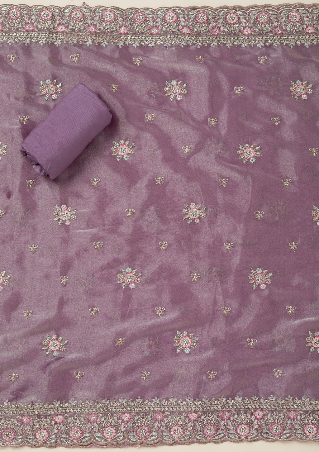 Purple Bling Semi Crepe Unstitched Salwar Suit