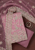 Lavender Stonework Semi Crepe Unstitched Salwar Suit