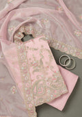 Pink Stonework Semi Crepe Unstitched Salwar Suit