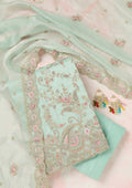 Sea Green Stonework Semi Crepe Unstitched Salwar Suit