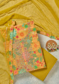 Yellow Zariwork (Gold) Cotton Unstitched Salwar Suit