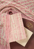 Onion Pink Zariwork Cotton Unstitched Salwar Suit