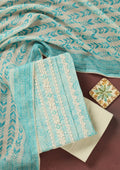 Sea Green Threadwork Cotton Unstitched Salwar Suit