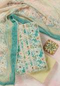 Sea Green Threadwork Linen Unstitched Salwar Suit
