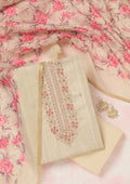 Cream Zariwork (Gold) Linen Unstitched Salwar Suit