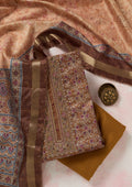 Mustard Zariwork (Gold) Chanderi Unstitched Salwar Suit