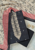 Black Threadwork Linen Unstitched Salwar Suit