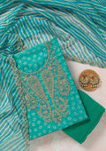 Sea Green Zariwork (Gold) Organza Unstitched Salwar Suit