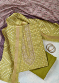 Mehendi Threadwork Organza Unstitched Salwar Suit