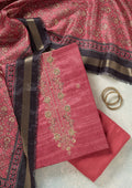 Onion Pink Threadwork Chanderi Unstitched Salwar Suit