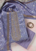 Blue Zariwork (Gold) Chanderi Unstitched Salwar Suit
