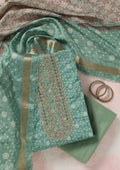 Sea Green Zariwork Chanderi Unstitched Salwar Suit