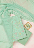 Sea Green Thread Embroidery Semi Crepe Unstitched Salwar Suit