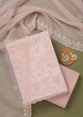 Baby Pink Threadwork Semi Crepe Unstitched Salwar Suit