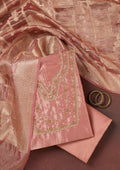 Onion Pink Zardozi (Gold) Tissue Unstitched Salwar Suit