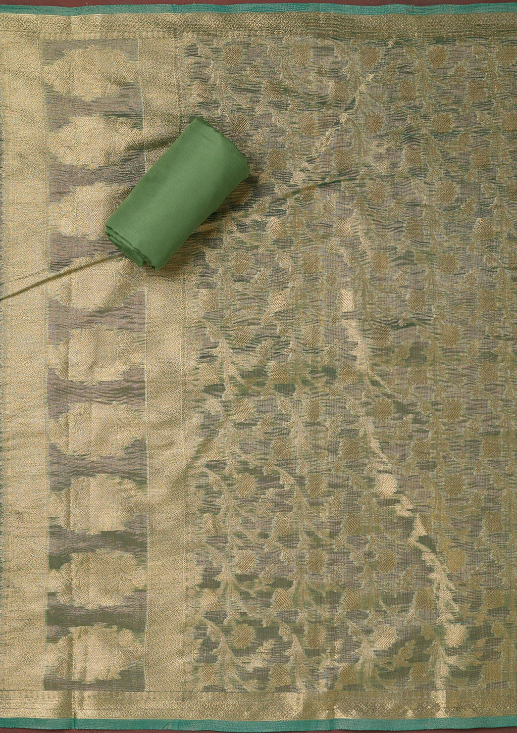 Sea Green Metallic Embroidery Tissue Unstitched Salwar Suit