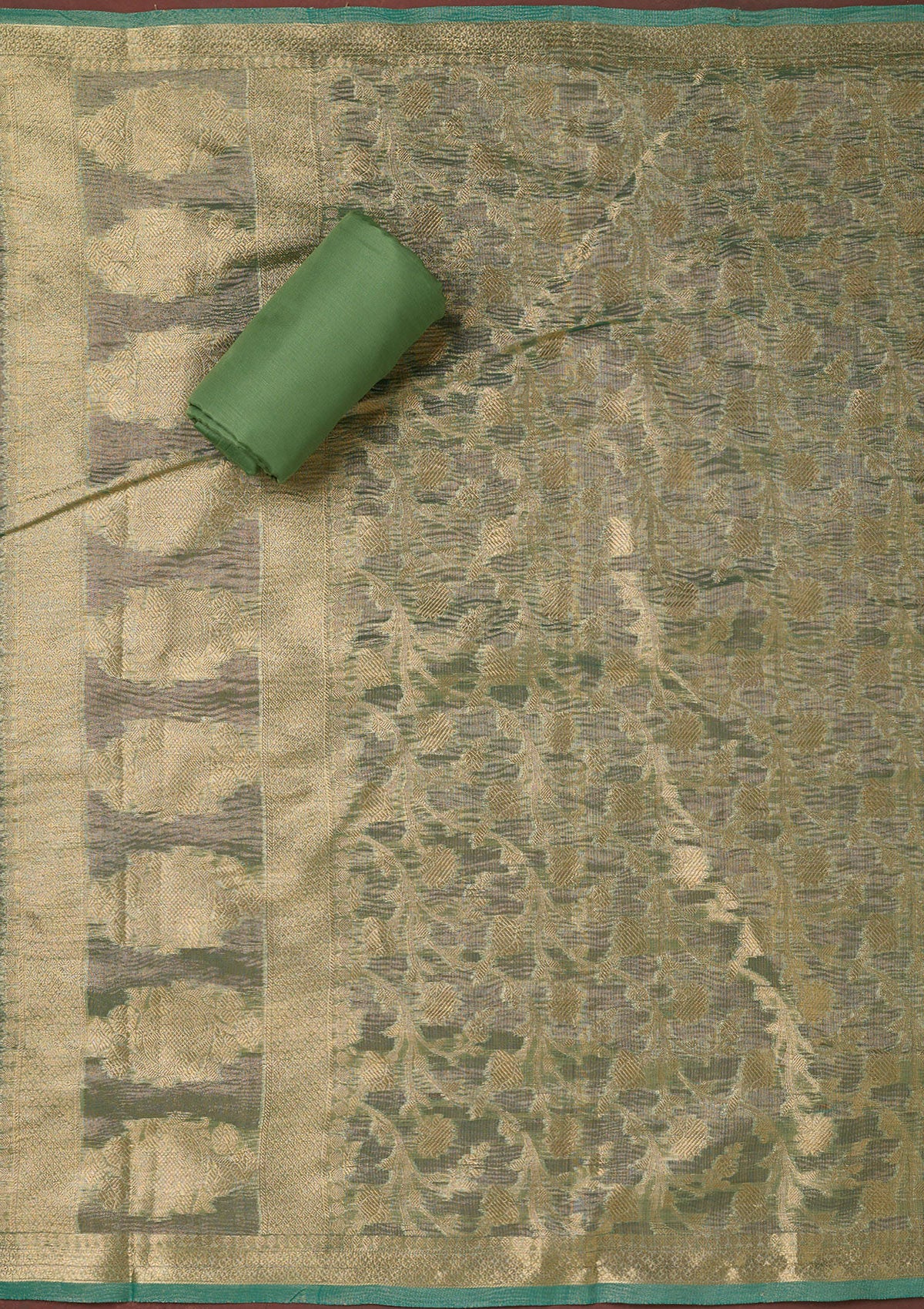 Sea Green Metallic Embroidery Tissue Unstitched Salwar Suit