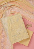 Lemon Yellow Threadwork Cotton Unstitched Salwar Suit