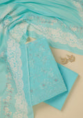 Sky Blue Threadwork Cotton Unstitched Salwar Suit