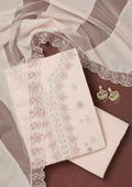 Baby Pink Threadwork Cotton Unstitched Salwar Suit