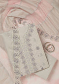Light Grey Threadwork Cotton Unstitched Salwar Suit