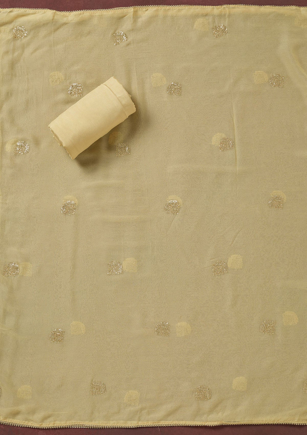 Cream Threadwork Dola Silk Unstitched Salwar Suit