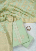 Pista Green Zariwork (Gold) Chanderi Unstitched Salwar Suit