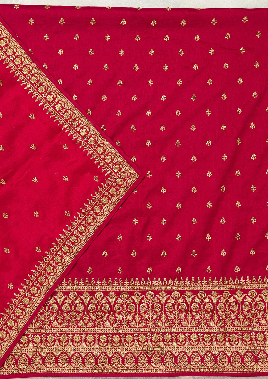 Rani Pink Cording Soft Raw Silk Unstitched Salwar Suit