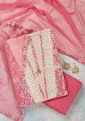 Pink Threadwork Cotton Unstitched Salwar Suit