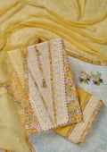 Yellow Threadwork Cotton Unstitched Salwar Suit
