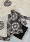 Cream Threadwork Cotton Unstitched Salwar Suit