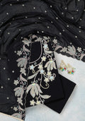 Black Threadwork Cotton Unstitched Salwar Suit