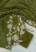 Leaf Green Threadwork Cotton Unstitched Salwar Suit