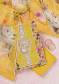 Yellow Threadwork Cotton Unstitched Salwar Suit