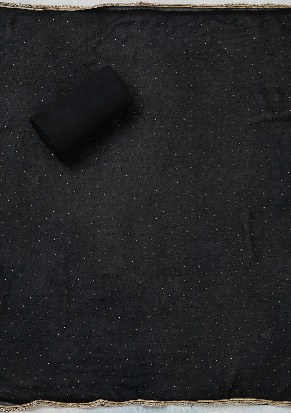 Black Threadwork Semi Crepe Unstitched Salwar Suit