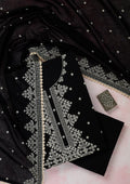 Black Threadwork Semi Crepe Unstitched Salwar Suit