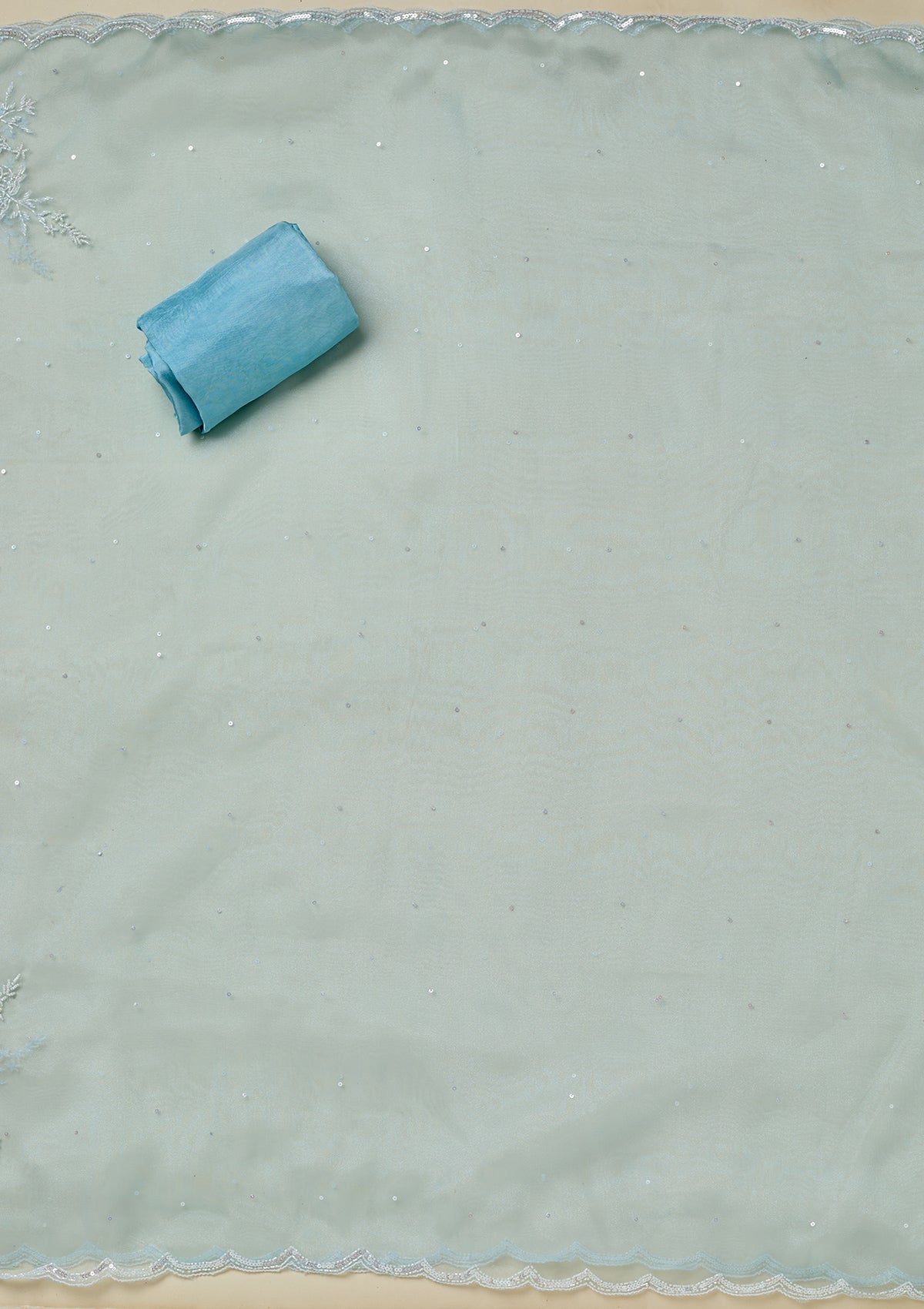 Sky Blue Cutdana Organza Unstitched Salwar Suit