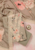 Grey Threadwork Semi Crepe Unstitched Salwar Suit