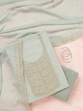 Light Grey Zariwork (Gold) Chinon Unstitched Salwar Suit