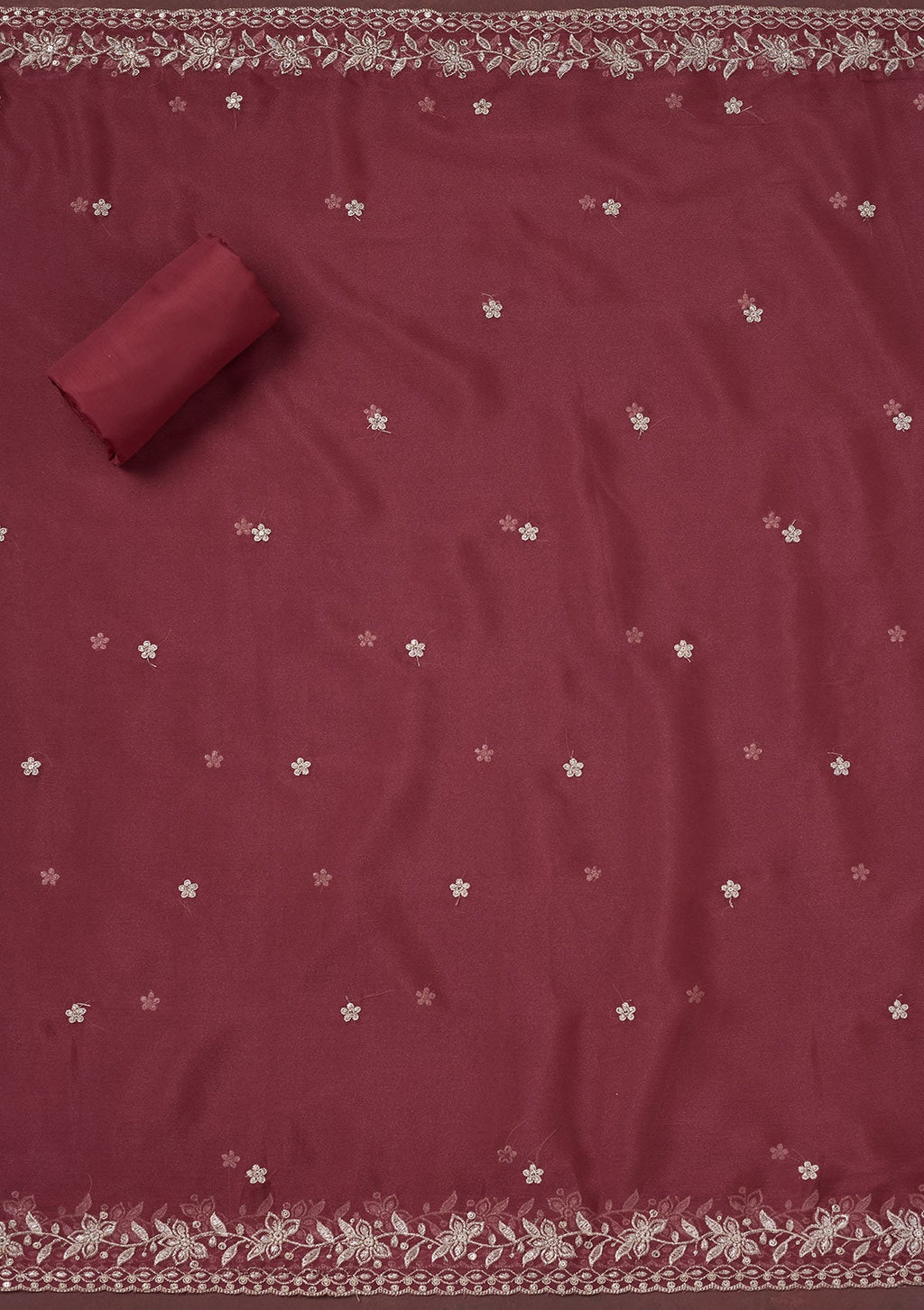 Onion Pink Zariwork (Gold) Chinon Unstitched Salwar Suit