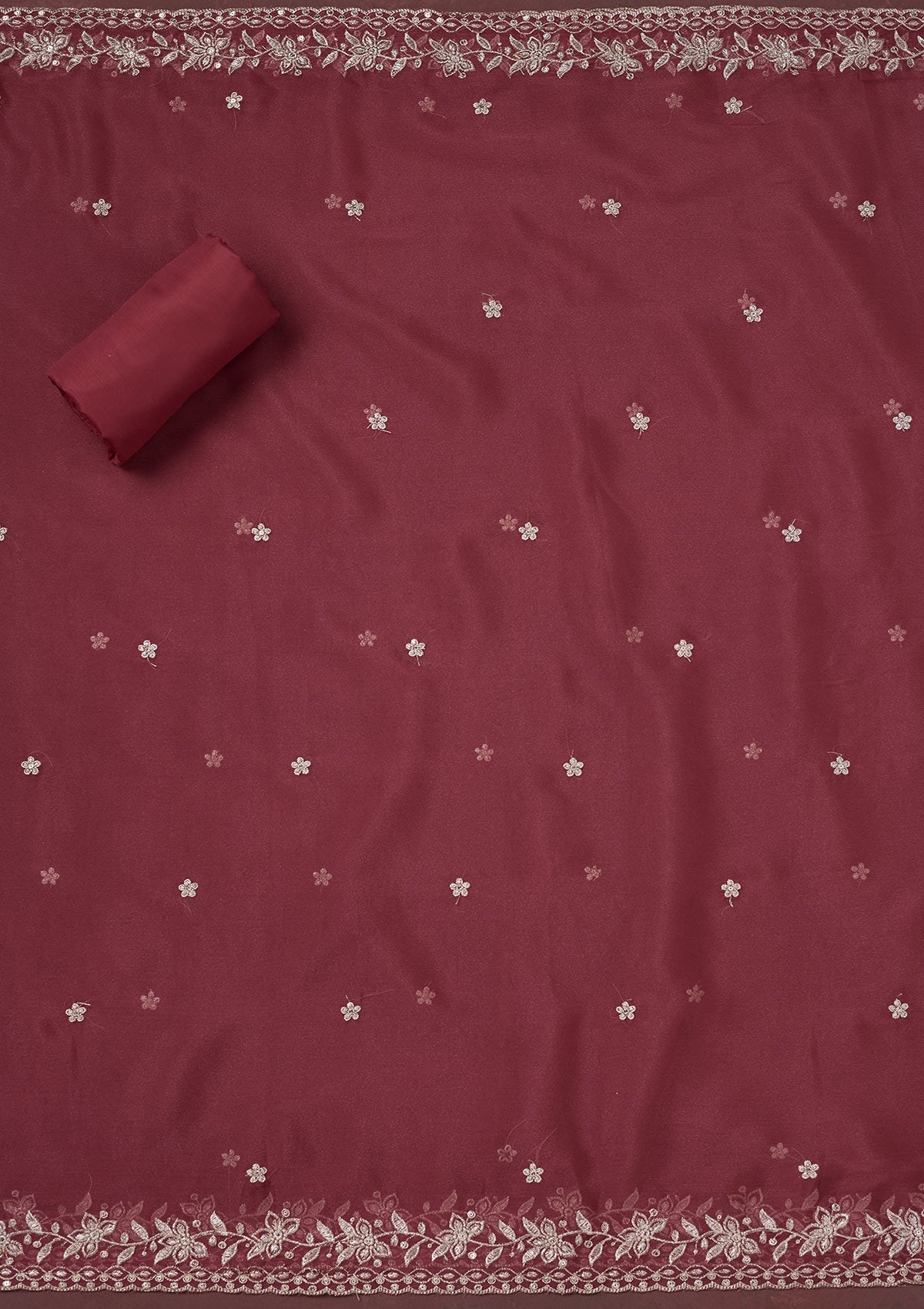 Onion Pink Zariwork (Gold) Chinon Unstitched Salwar Suit