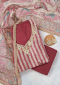 Onion Pink Cutdana Semi Crepe Unstitched Salwar Suit