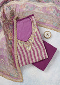 Purple Cutdana Semi Crepe Unstitched Salwar Suit
