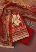 Maroon Cutdana Semi Crepe Unstitched Salwar Suit