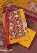 Mustard Cutdana Semi Crepe Unstitched Salwar Suit