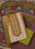 Parrot Green Cutdana Semi Crepe Unstitched Salwar Suit