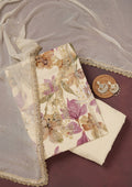 Cream Cutdana Semi Crepe Unstitched Salwar Suit