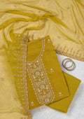 Mehendi Threadwork Semi Crepe Unstitched Salwar Suit