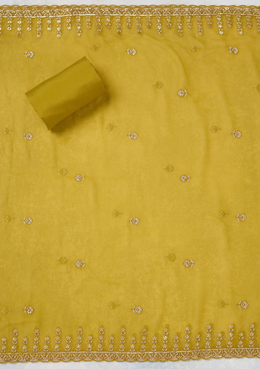 Mehendi Threadwork Semi Crepe Unstitched Salwar Suit