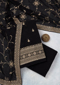 Black Threadwork Georgette Unstitched Salwar Suit
